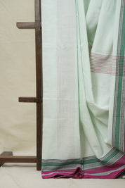 Light Aqua Cotton IIkal Saree (DEFECT) - SRLACIS115-PI