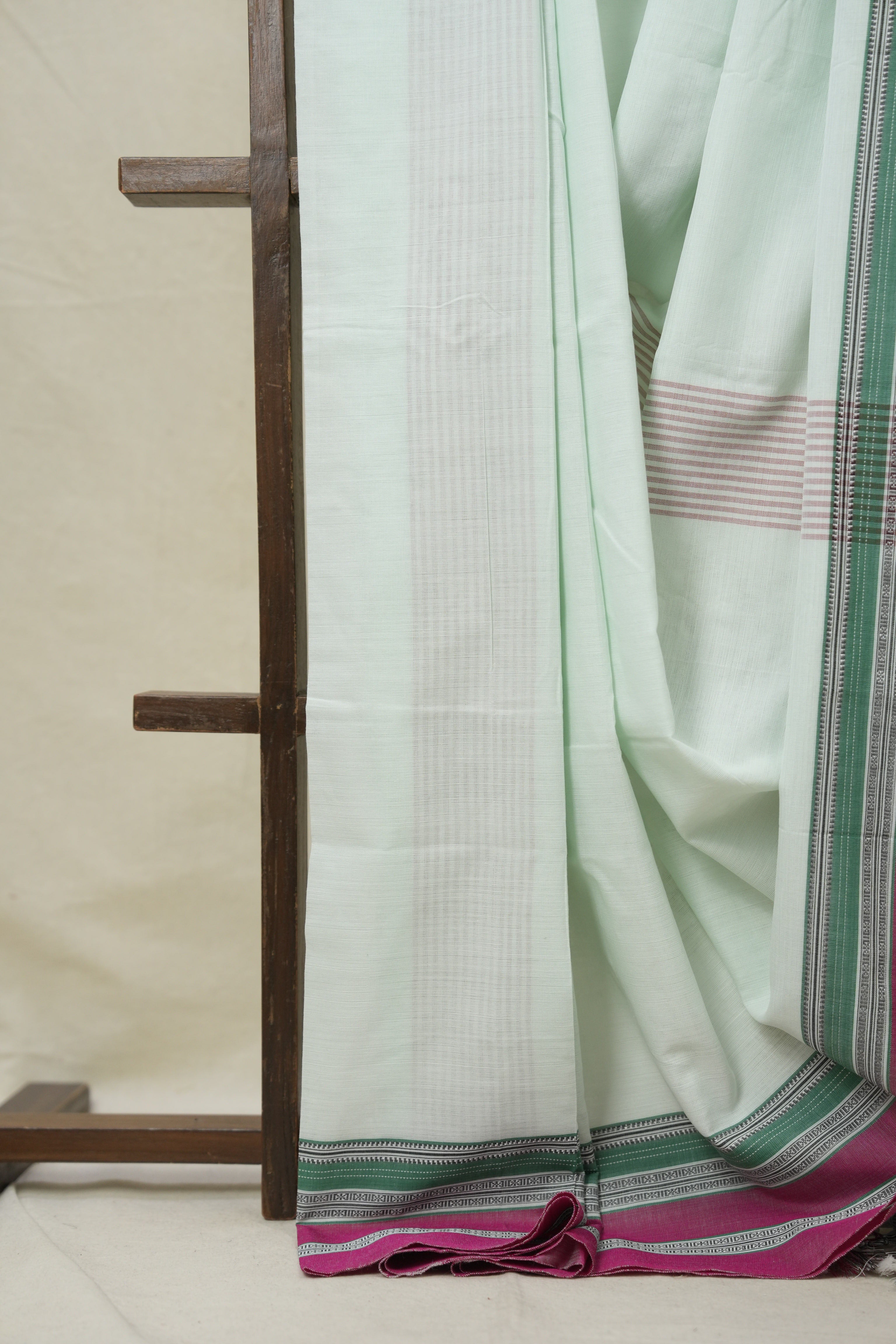 Light Aqua Cotton IIkal Saree (DEFECT) - SRLACIS115-PI