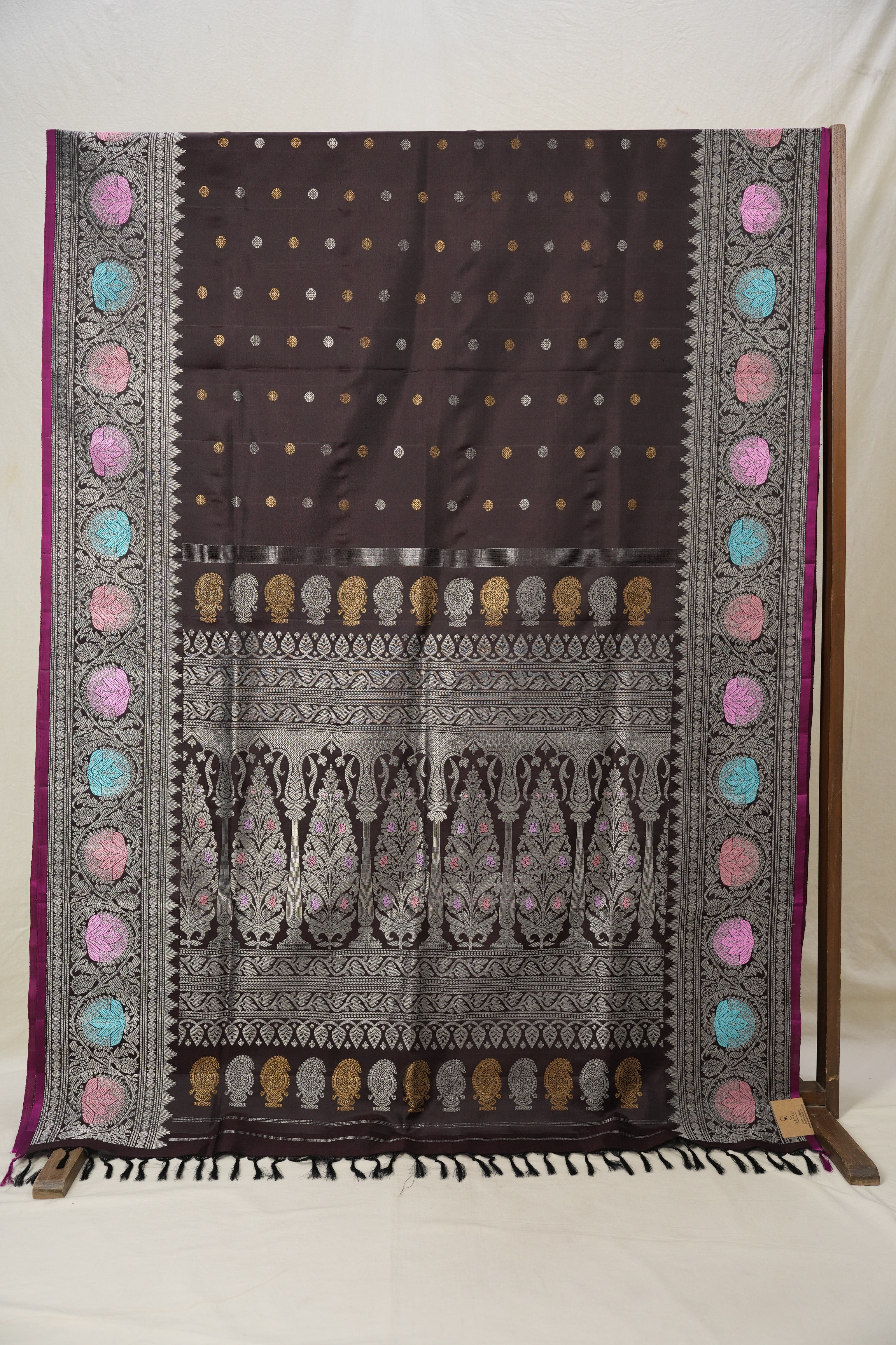 Dark Brown Gadwal Silk Saree - SRDBGSS609