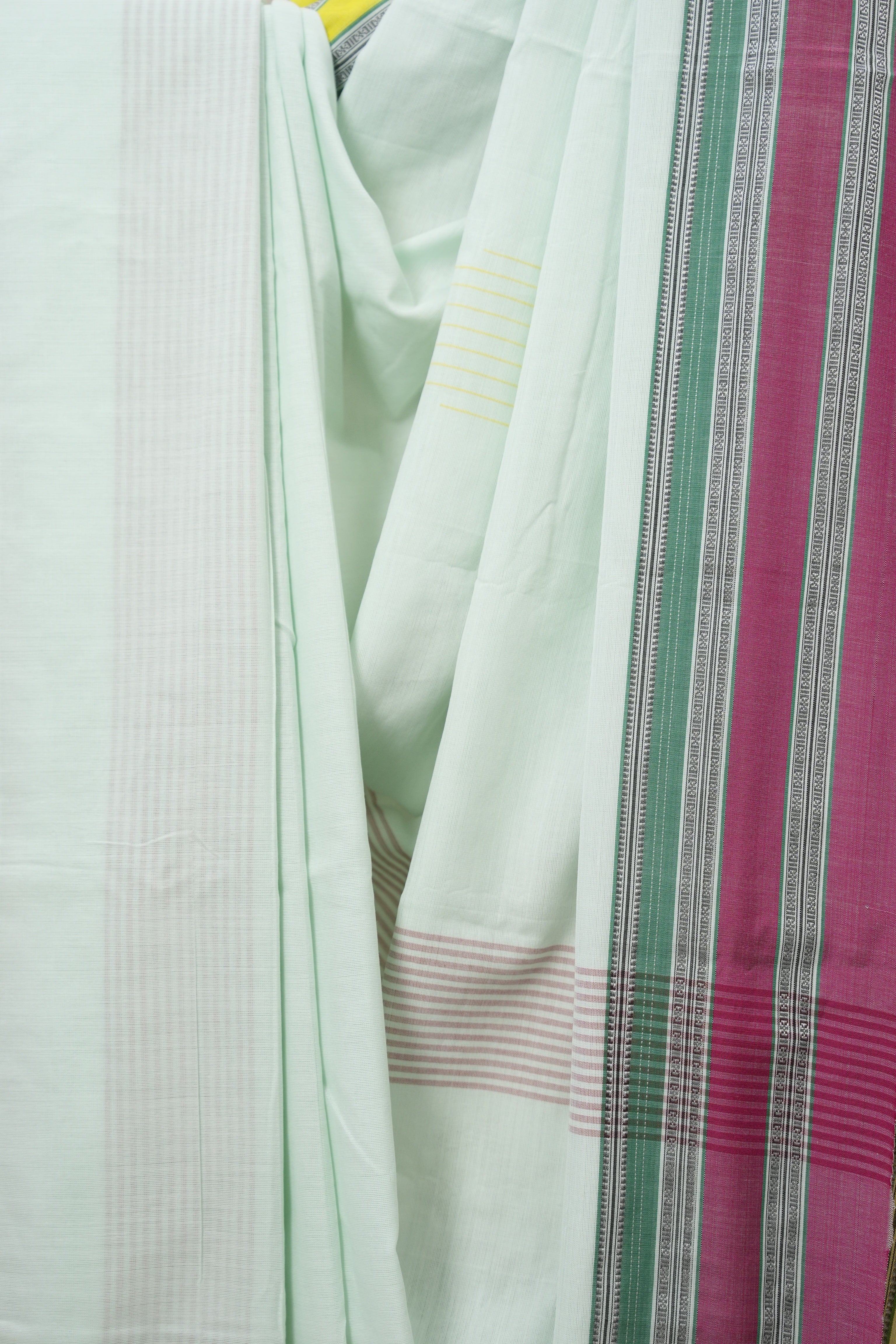 Light Aqua Cotton IIkal Saree (DEFECT) - SRLACIS115-PI