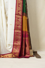 White Kanjeevaram Silk Saree - SRWKSS930