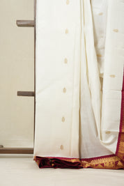 White Kanjeevaram Silk Saree - SRWKSS930