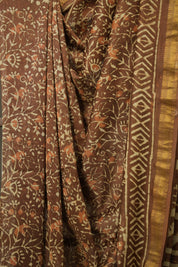 Brown HBP Cotton Silk Saree With Maheshwari Border - SRBCSS1387