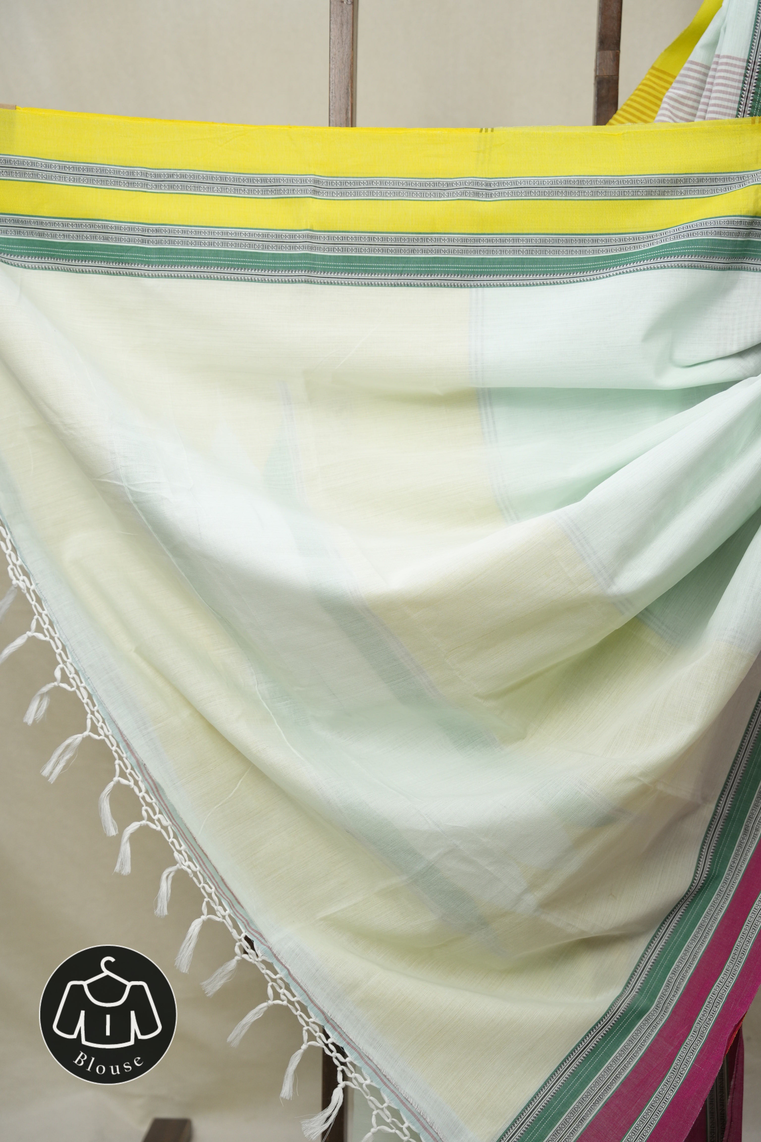 Light Aqua Cotton IIkal Saree (DEFECT) - SRLACIS115-PI