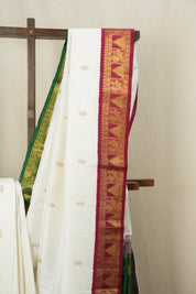 White Kanjeevaram Silk Saree - SRWKSS930