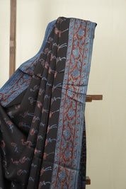 Black HBP Modal Silk Saree - SRBMSS704