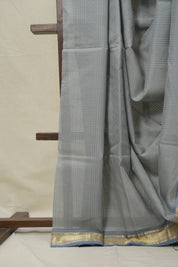 Steel Grey Maheshwari Saree (DEFECT) - SRSGMS120-PI