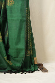 Green Raw Silk Saree - SRGRSS809