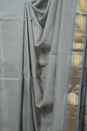 Steel Grey Maheshwari Saree (DEFECT) - SRSGMS120-PI