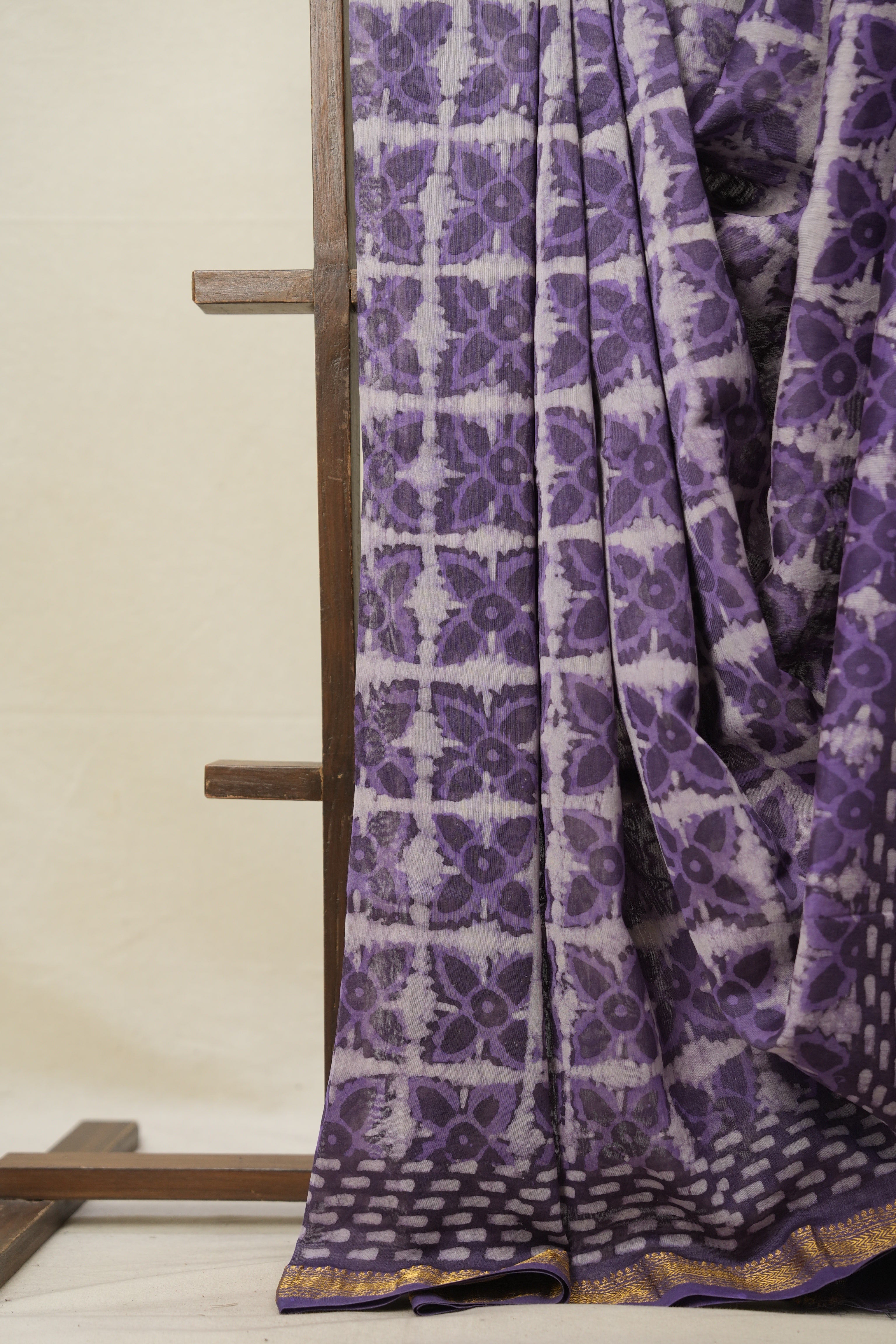 Lavender HBP Cotton Silk Saree With Maheshwari Border - SRLCSS1388