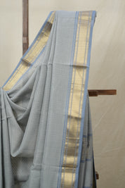 Steel Grey Maheshwari Saree (DEFECT) - SRSGMS120-PI