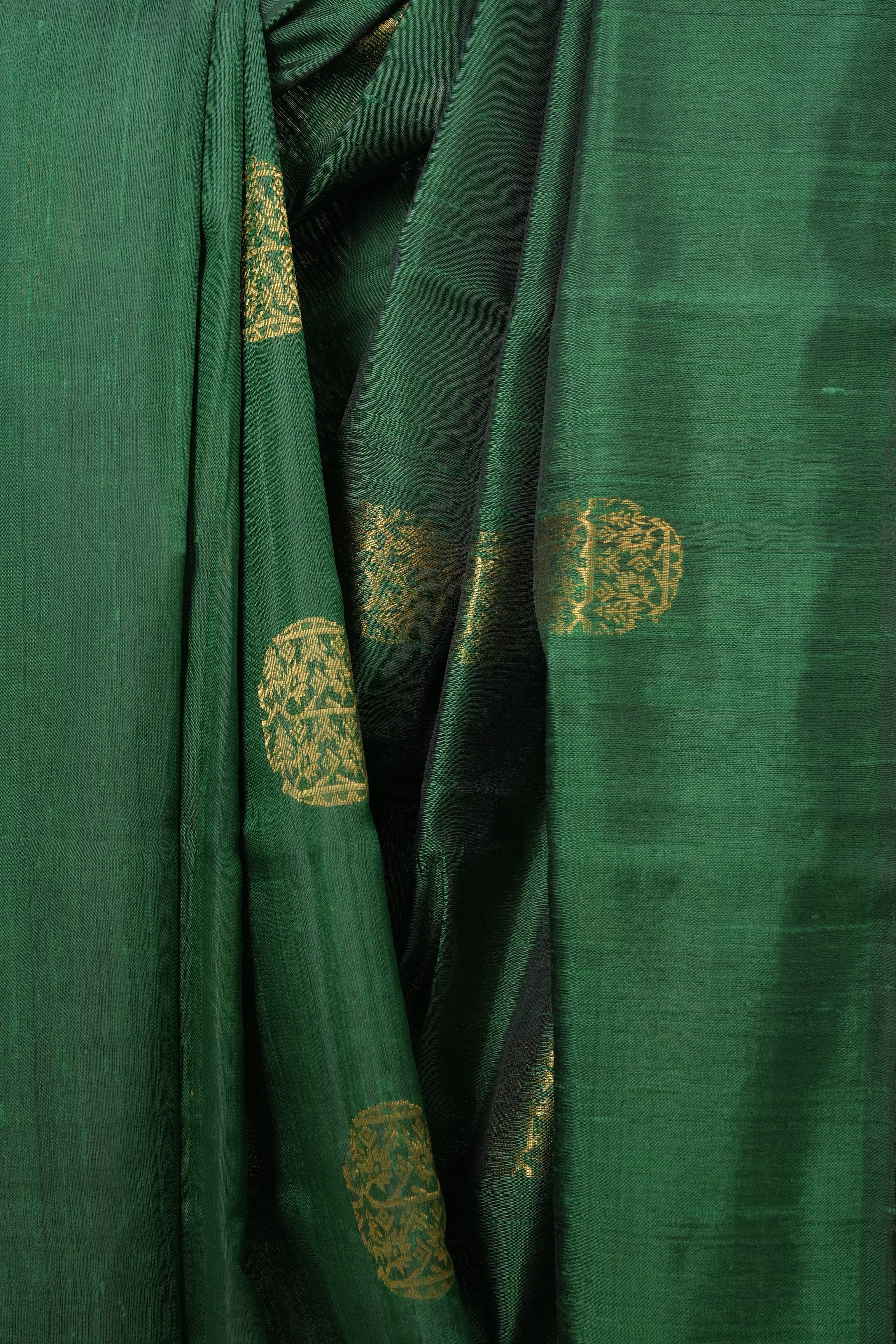 Green Raw Silk Saree - SRGRSS809