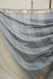 Steel Grey Maheshwari Saree (DEFECT) - SRSGMS120-PI