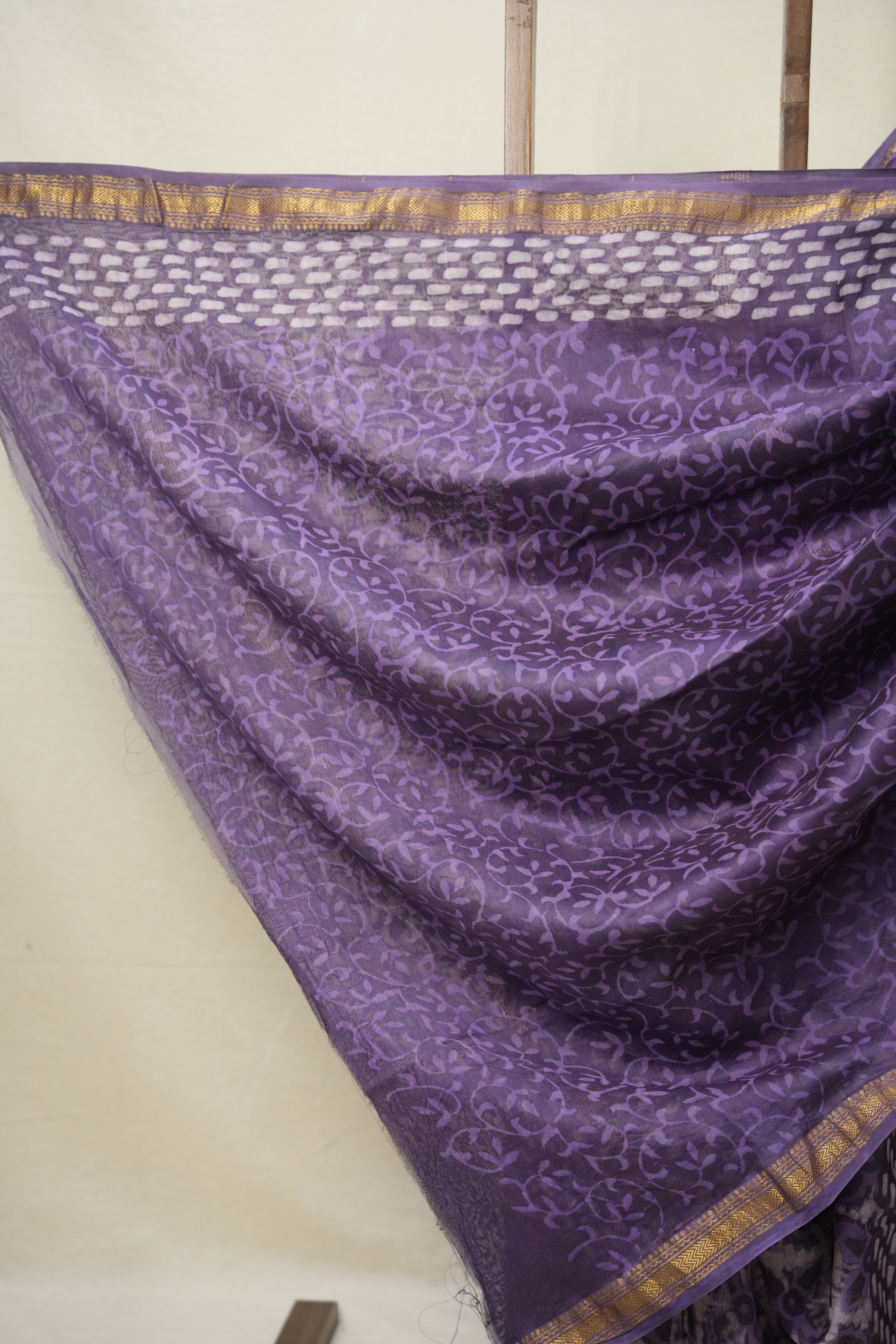 Lavender HBP Cotton Silk Saree With Maheshwari Border - SRLCSS1388