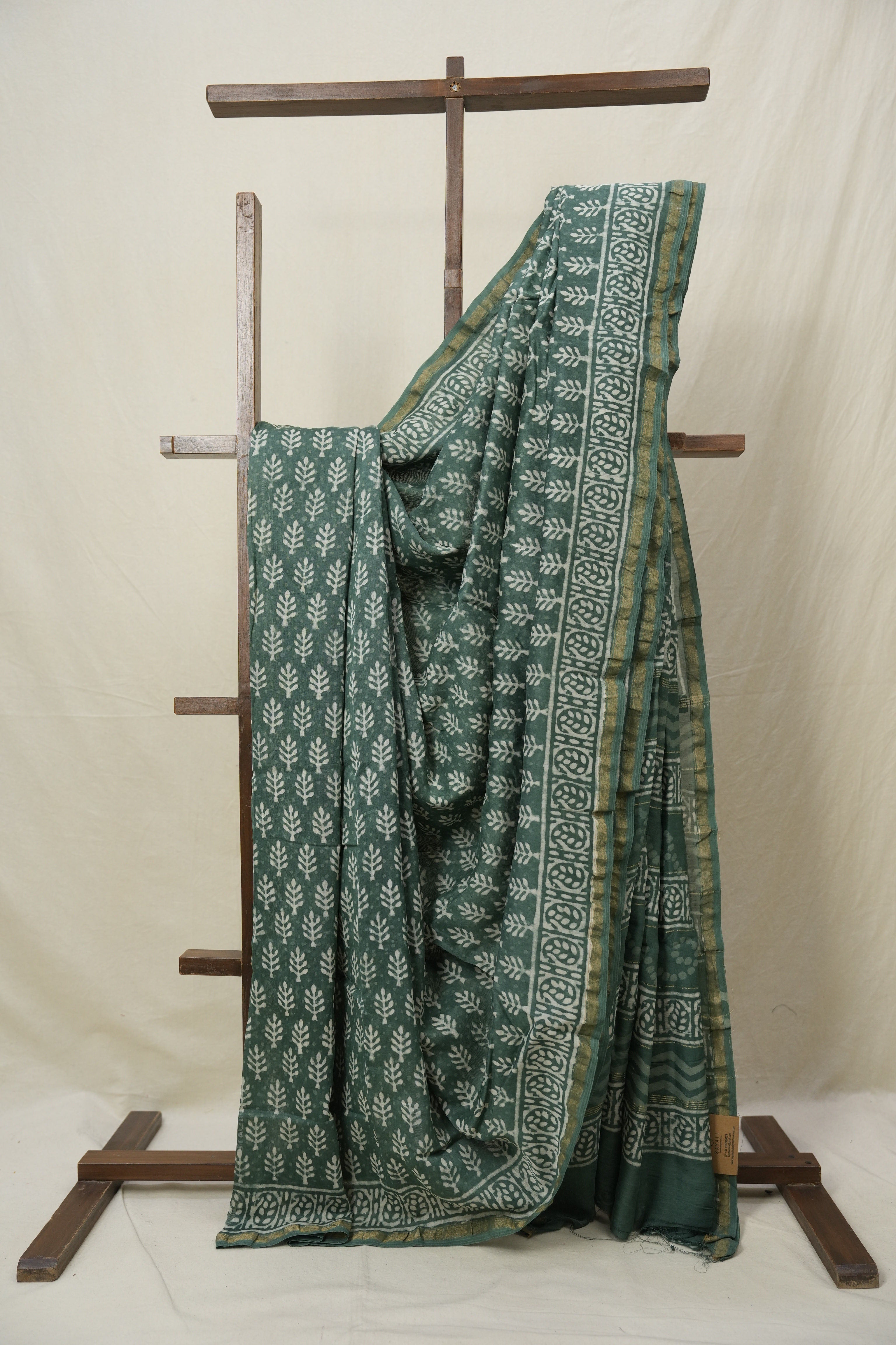 Sage Green HBP Cotton Silk Saree With Chanderi Border - SRSGCSS1607