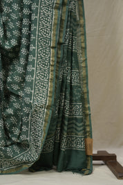 Sage Green HBP Cotton Silk Saree With Chanderi Border - SRSGCSS1607
