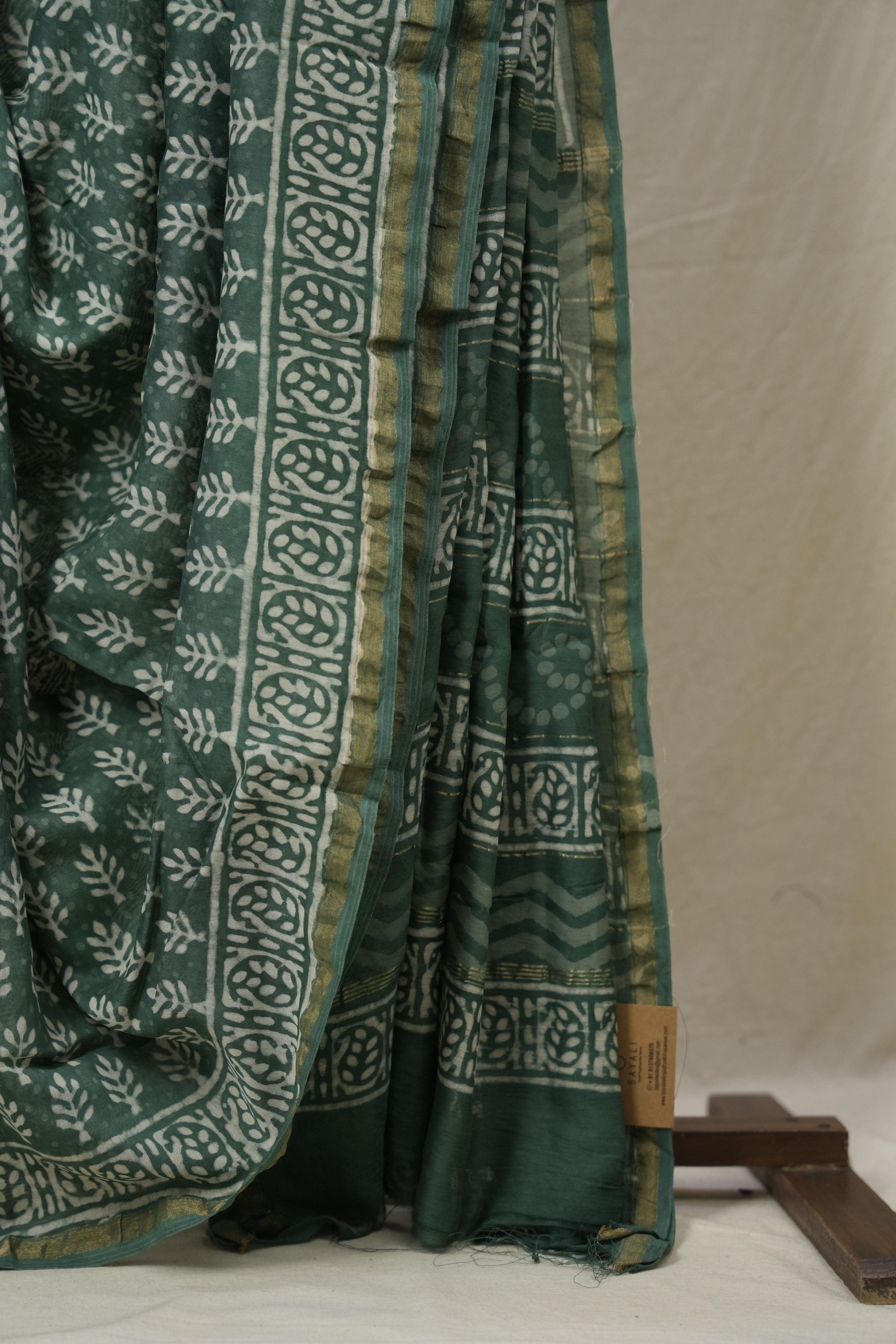 Sage Green HBP Cotton Silk Saree With Chanderi Border - SRSGCSS1607