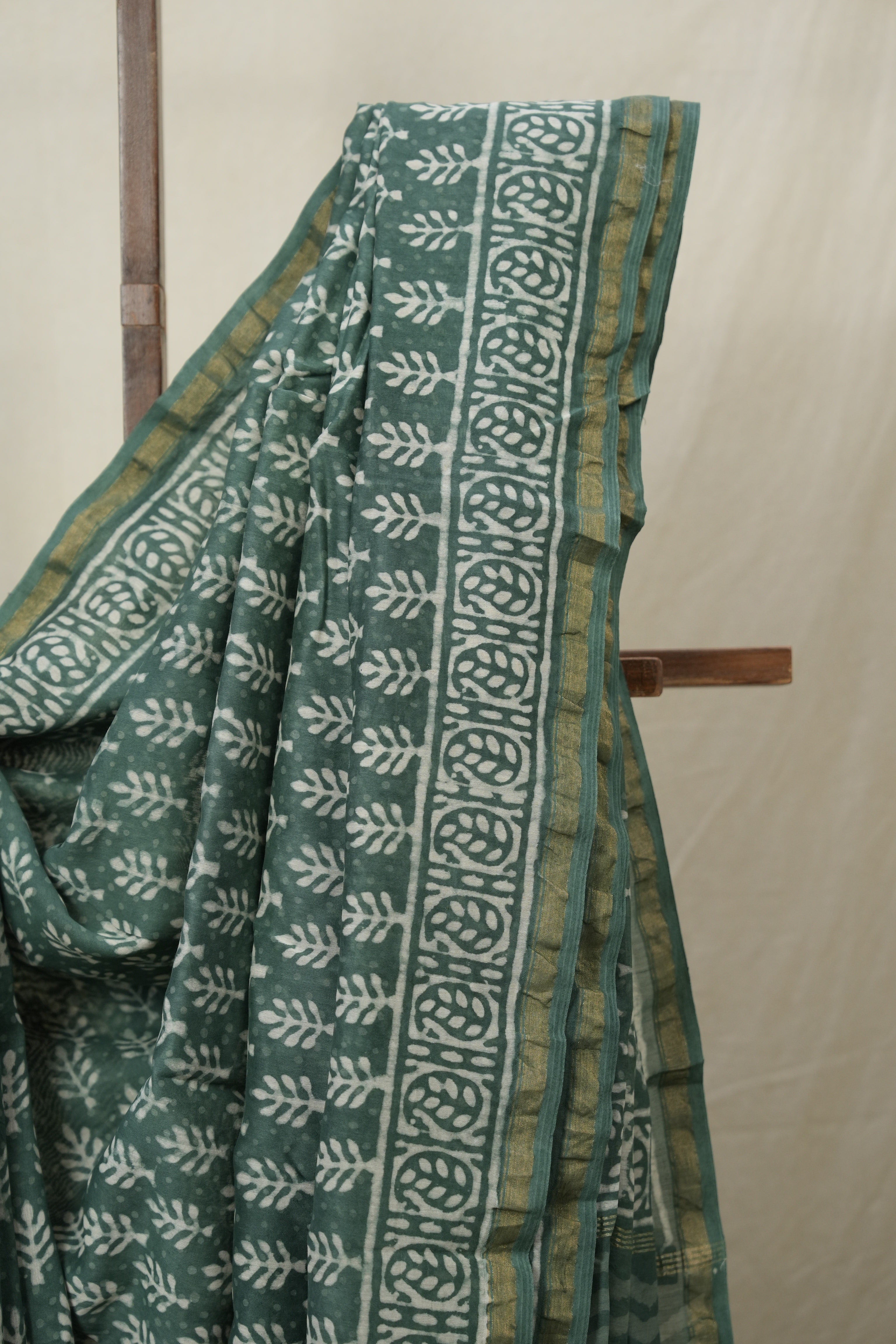 Sage Green HBP Cotton Silk Saree With Chanderi Border - SRSGCSS1607