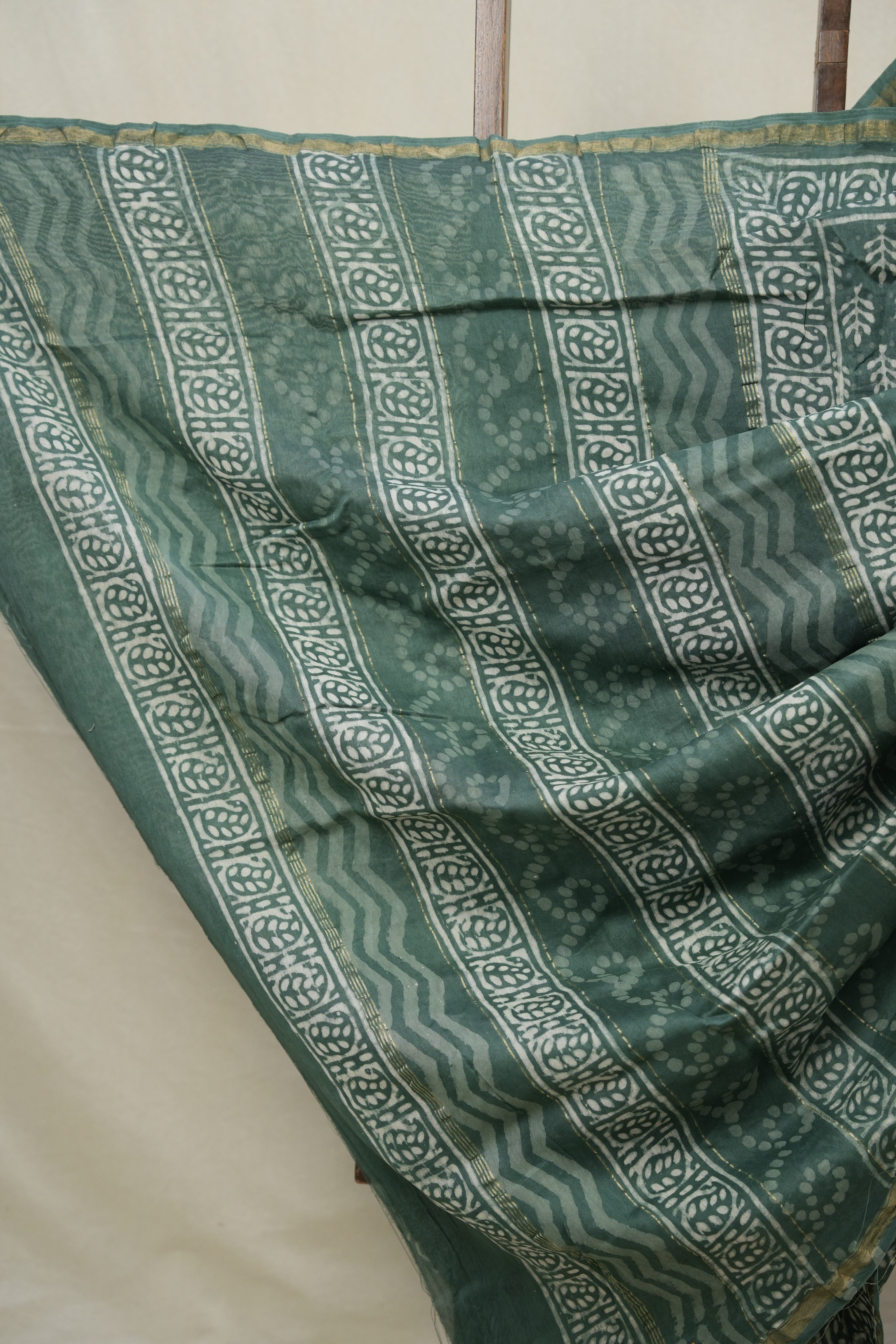 Sage Green HBP Cotton Silk Saree With Chanderi Border - SRSGCSS1607