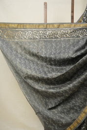 Grey HBP Cotton Silk Saree With Maheshwari Border - SRGCSS1385