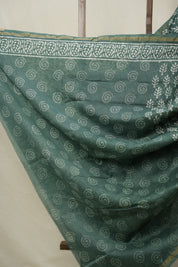 Sage Green HBP Cotton Silk Saree With Chanderi Border - SRSGCSS1607
