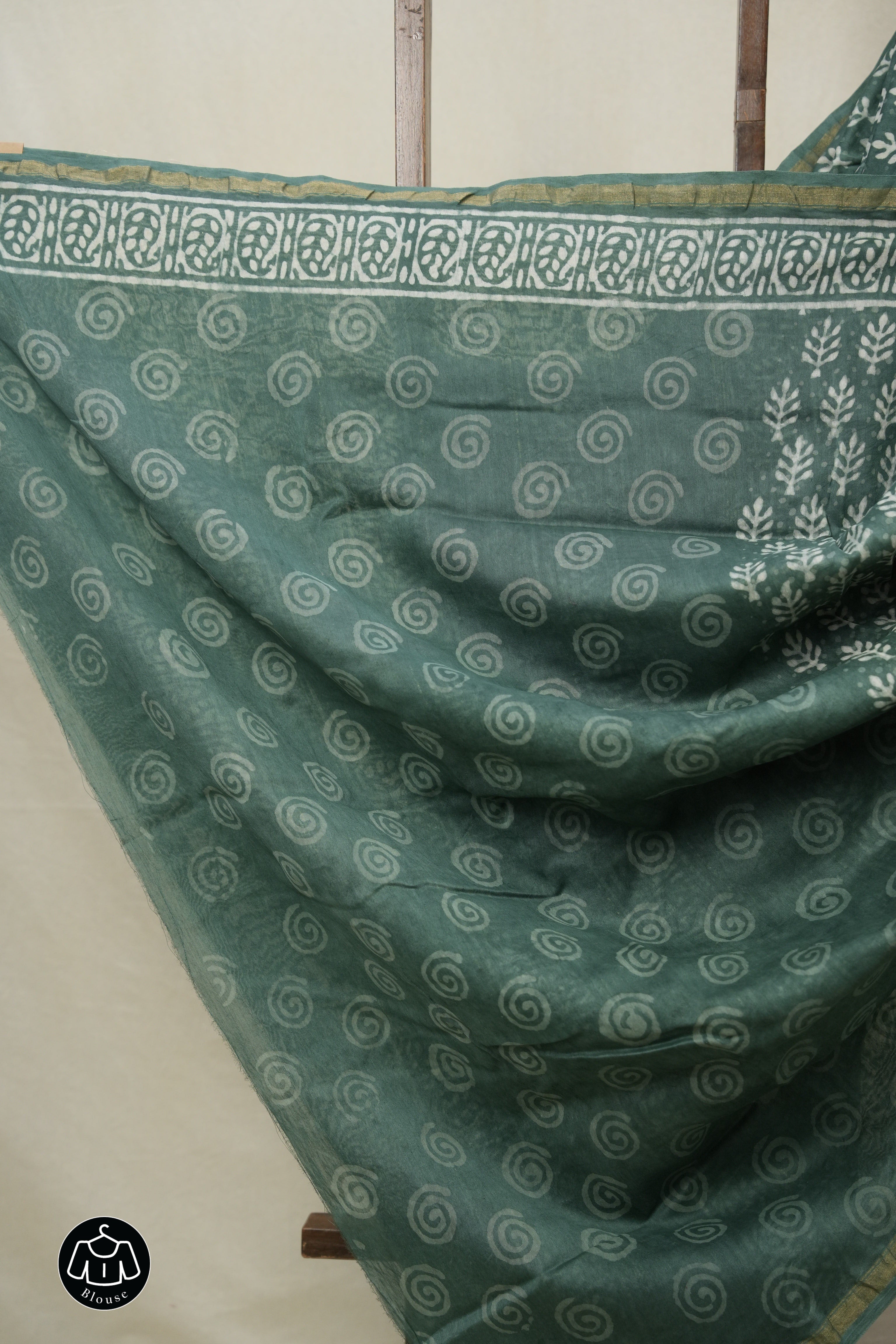 Sage Green HBP Cotton Silk Saree With Chanderi Border - SRSGCSS1607