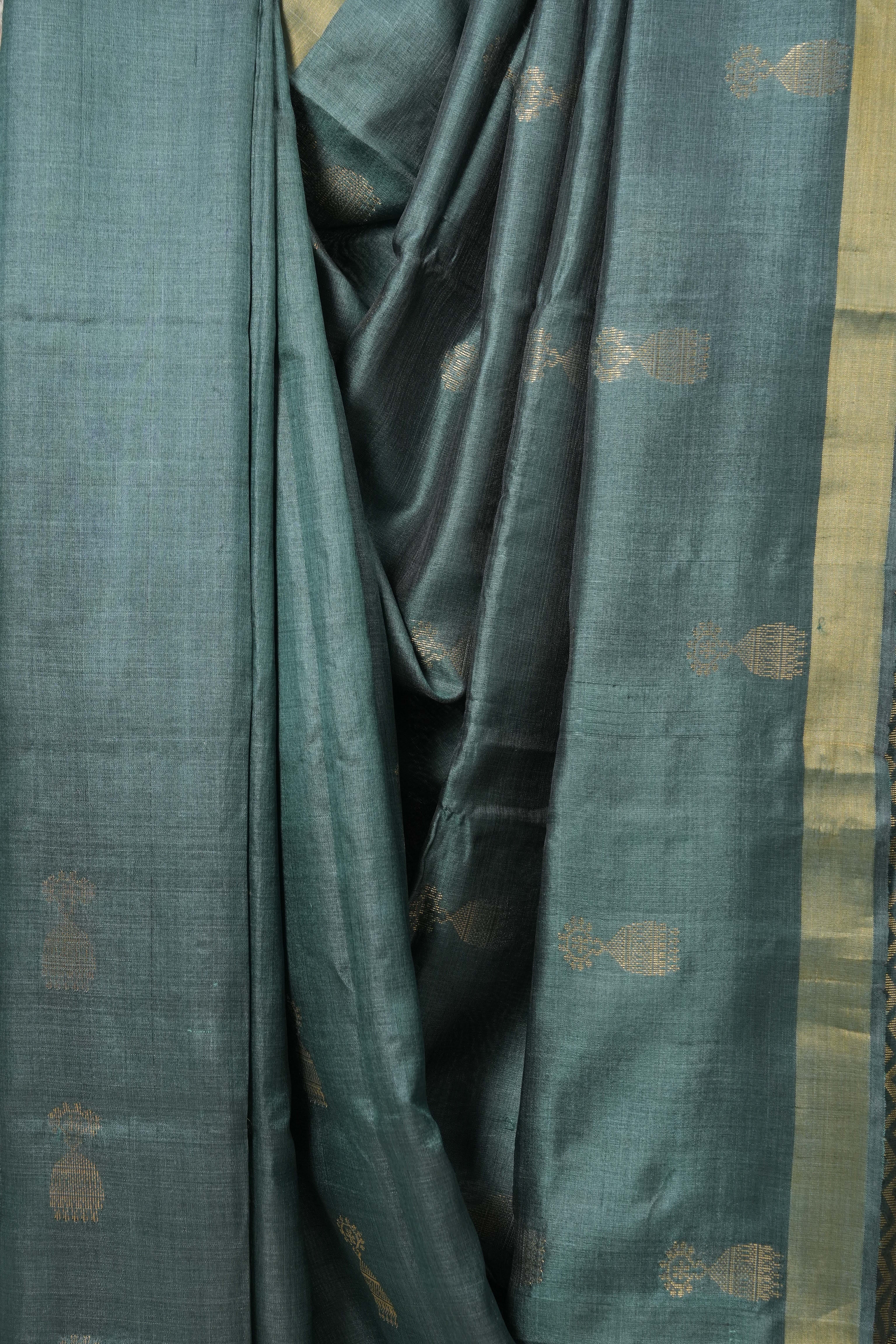 Green Tussar Silk Saree - SRGTSS1536