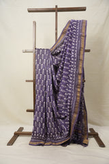 Lavender Purple HBP Cotton Silk Saree With Maheshwari Border - SRLPCSS1383