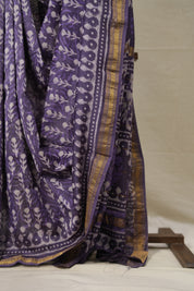Lavender Purple HBP Cotton Silk Saree With Maheshwari Border - SRLPCSS1383