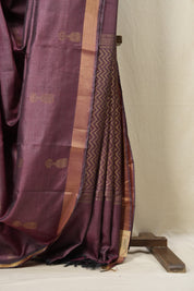 Wine Tussar Silk Saree - SRWTSS1535