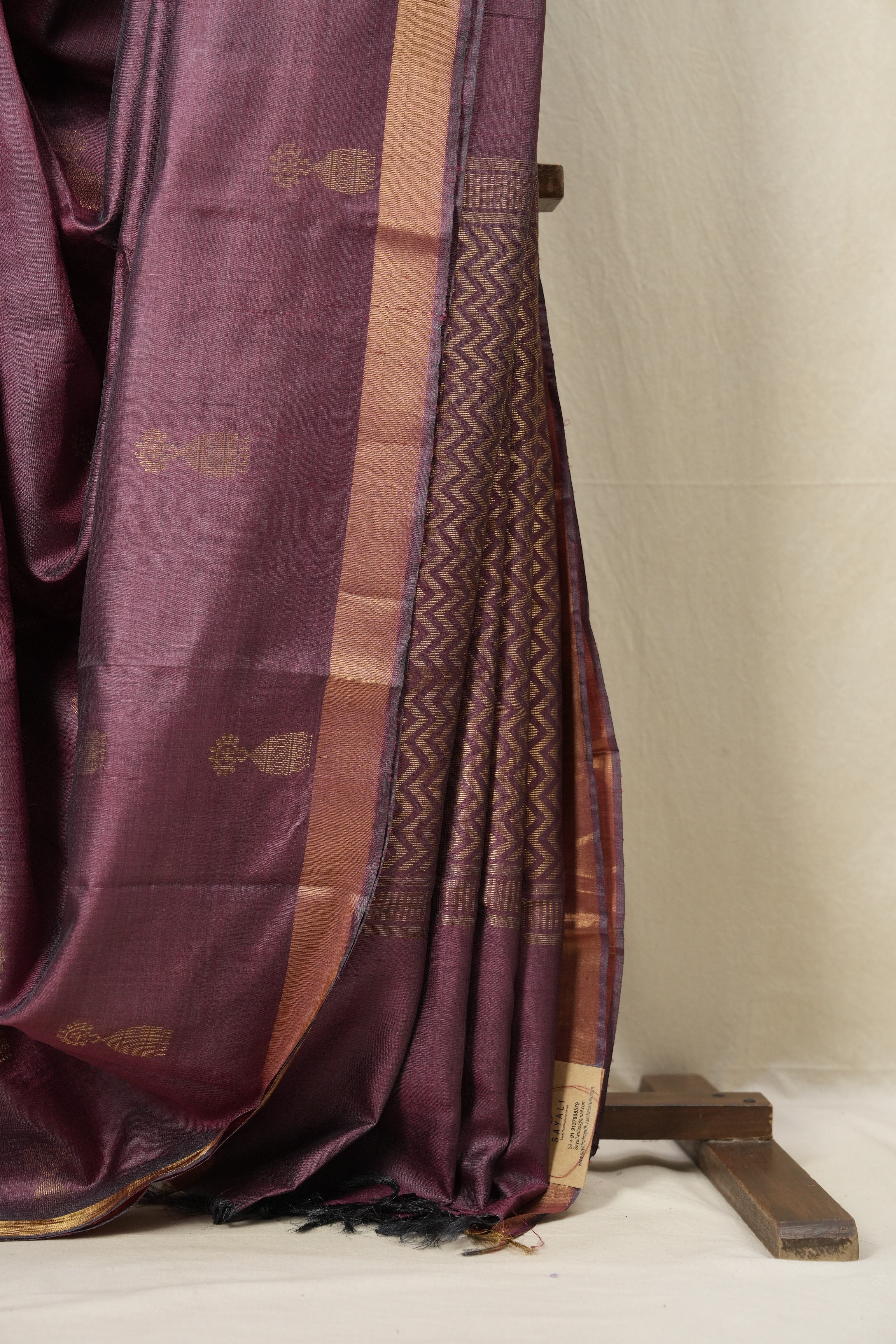 Wine Tussar Silk Saree - SRWTSS1535