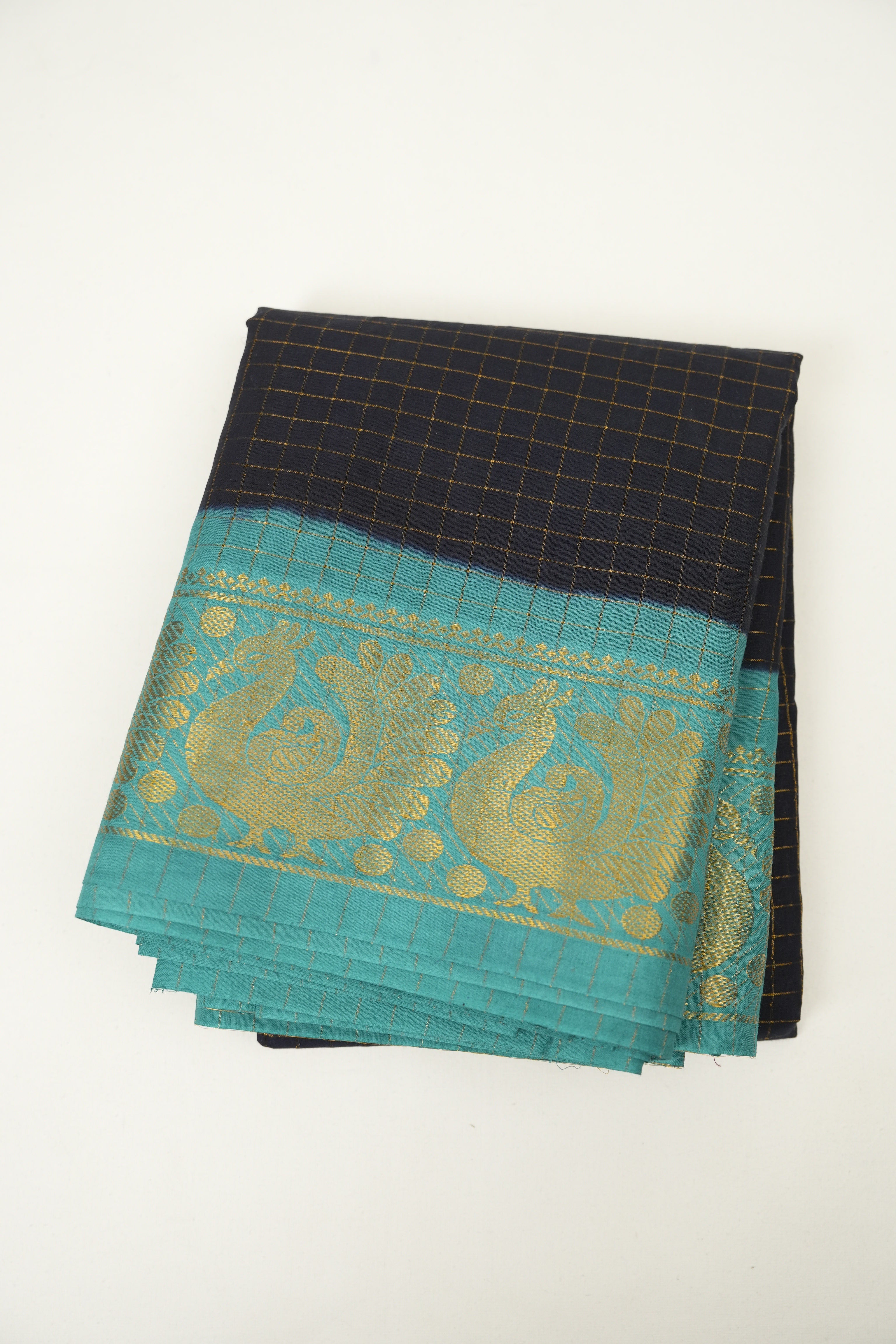 Navy Blue Sungudi Cotton Saree - SRNBSCS130