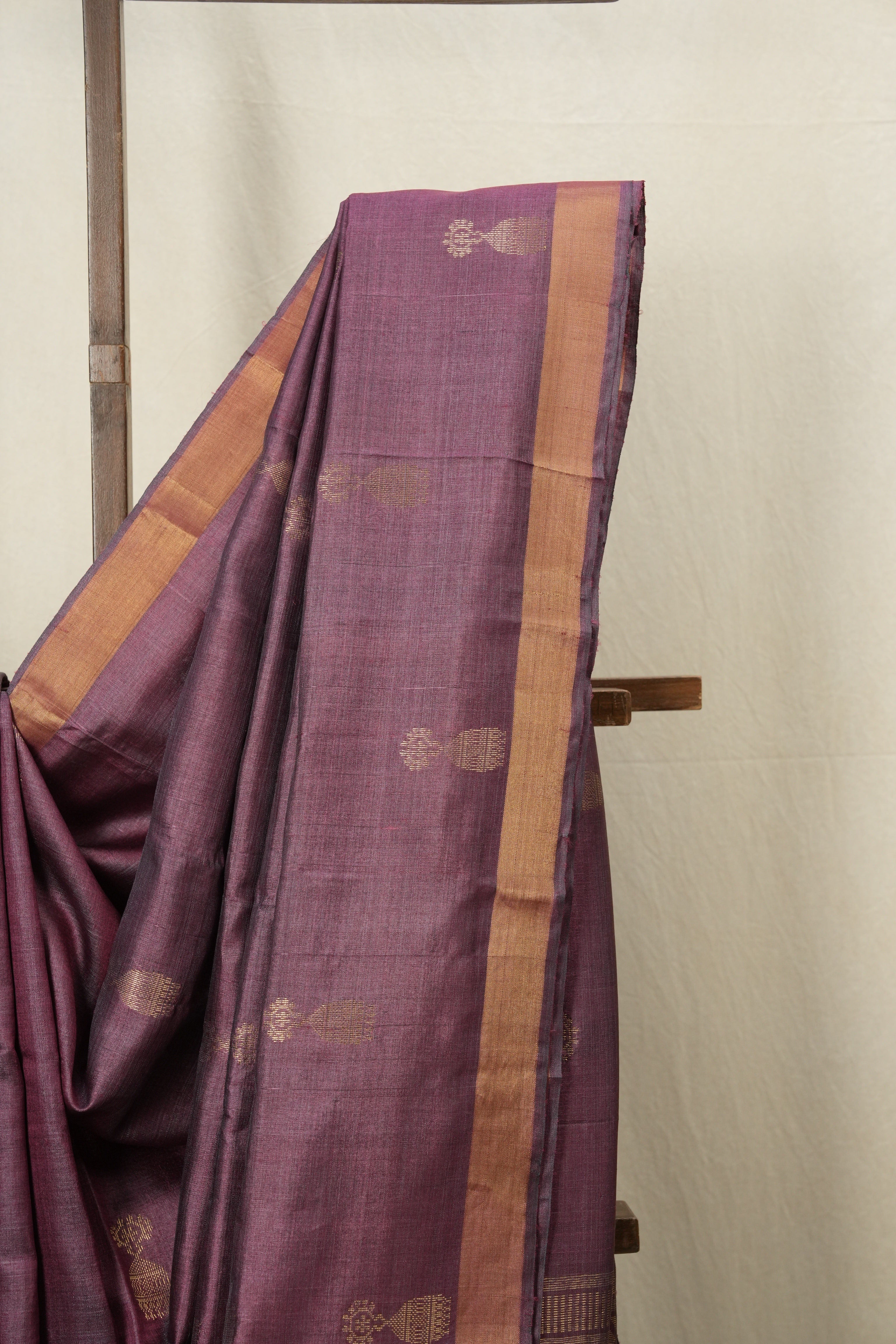 Wine Tussar Silk Saree - SRWTSS1535