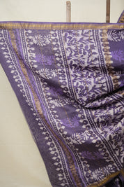 Lavender Purple HBP Cotton Silk Saree With Maheshwari Border - SRLPCSS1383