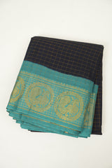 Navy Blue Sungudi Cotton Saree - SRNBSCS128
