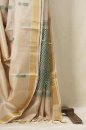 Beige Tussar Silk Saree - SRBTSS1537
