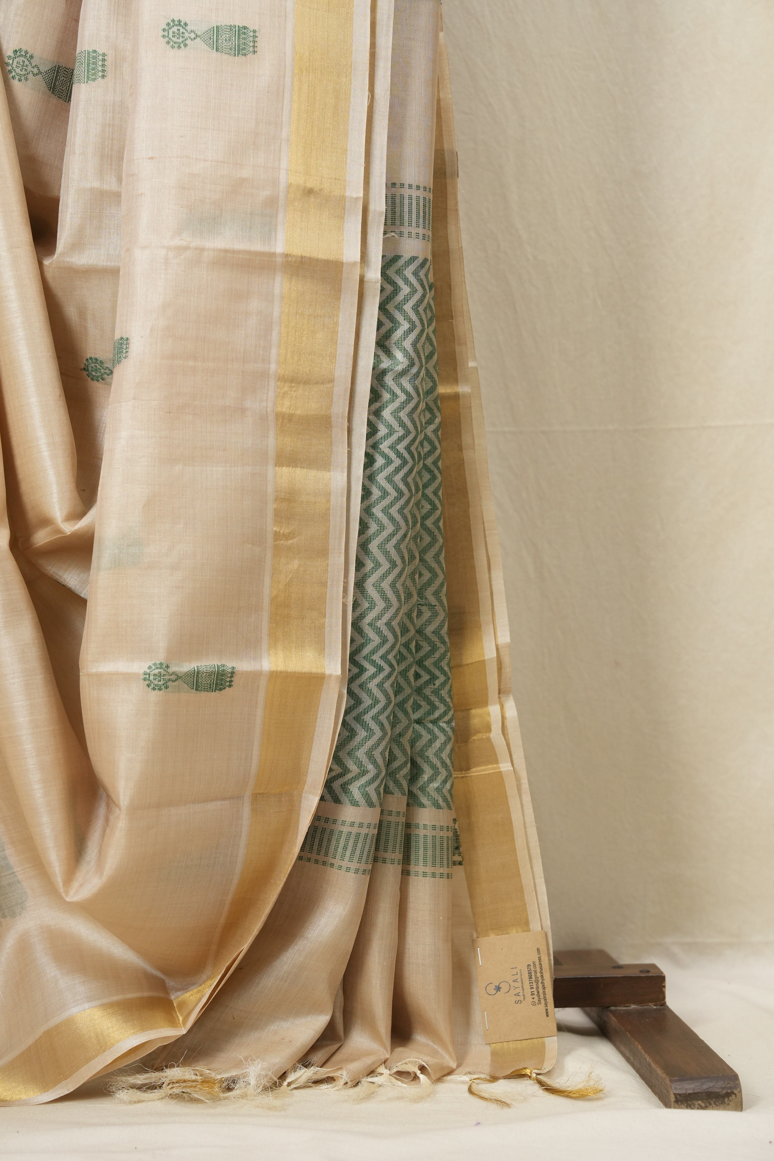 Beige Tussar Silk Saree - SRBTSS1537