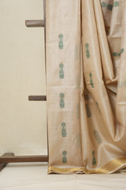 Beige Tussar Silk Saree - SRBTSS1537