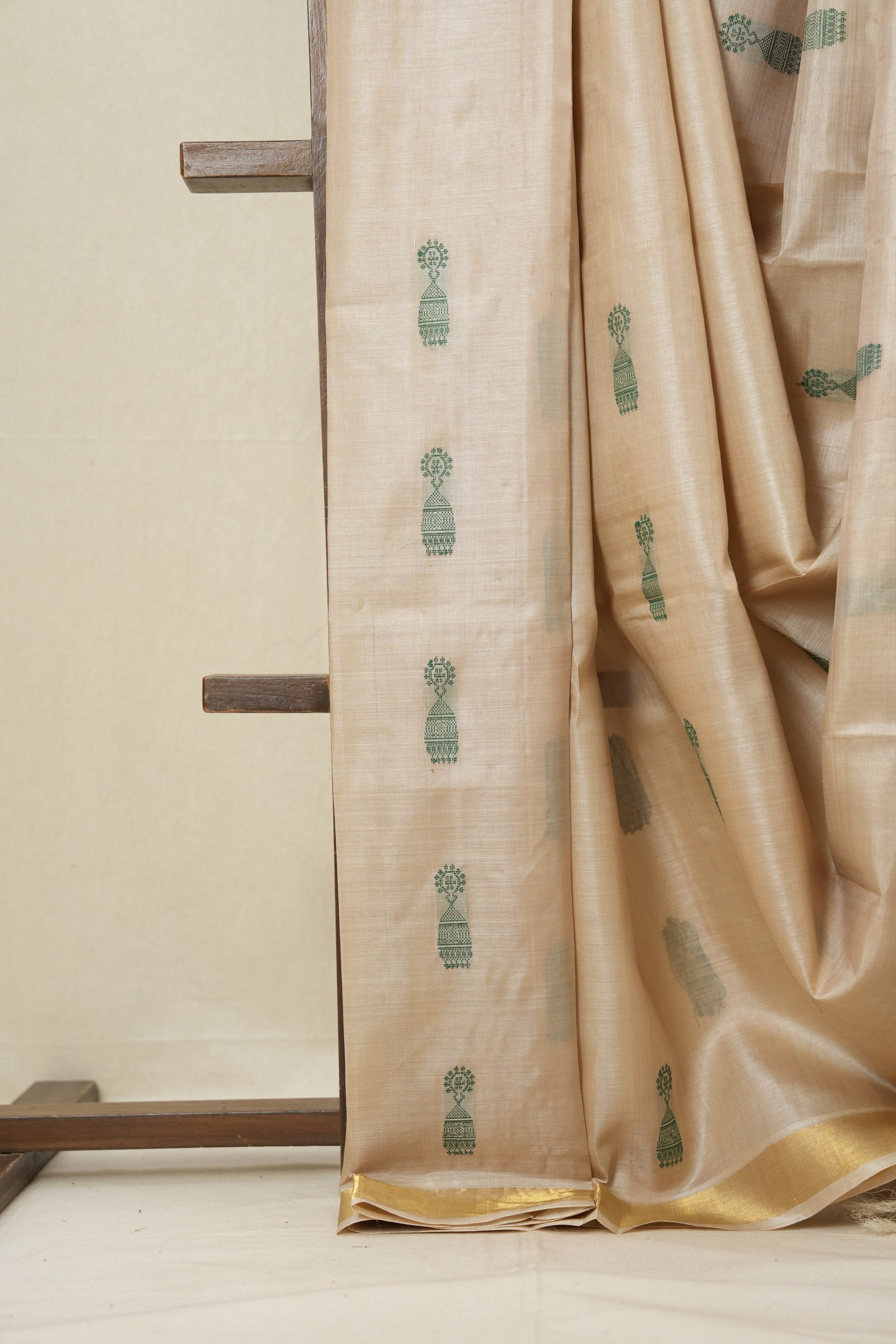 Beige Tussar Silk Saree - SRBTSS1537