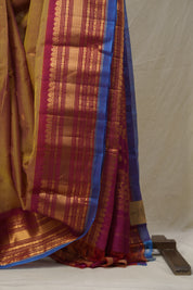 Two Tone Mustard Pink Gadwal Cotton Silk Saree (DEFECT) - SRTTMPGCSS119-PI