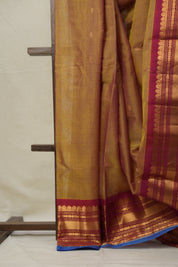 Two Tone Mustard Pink Gadwal Cotton Silk Saree (DEFECT) - SRTTMPGCSS119-PI