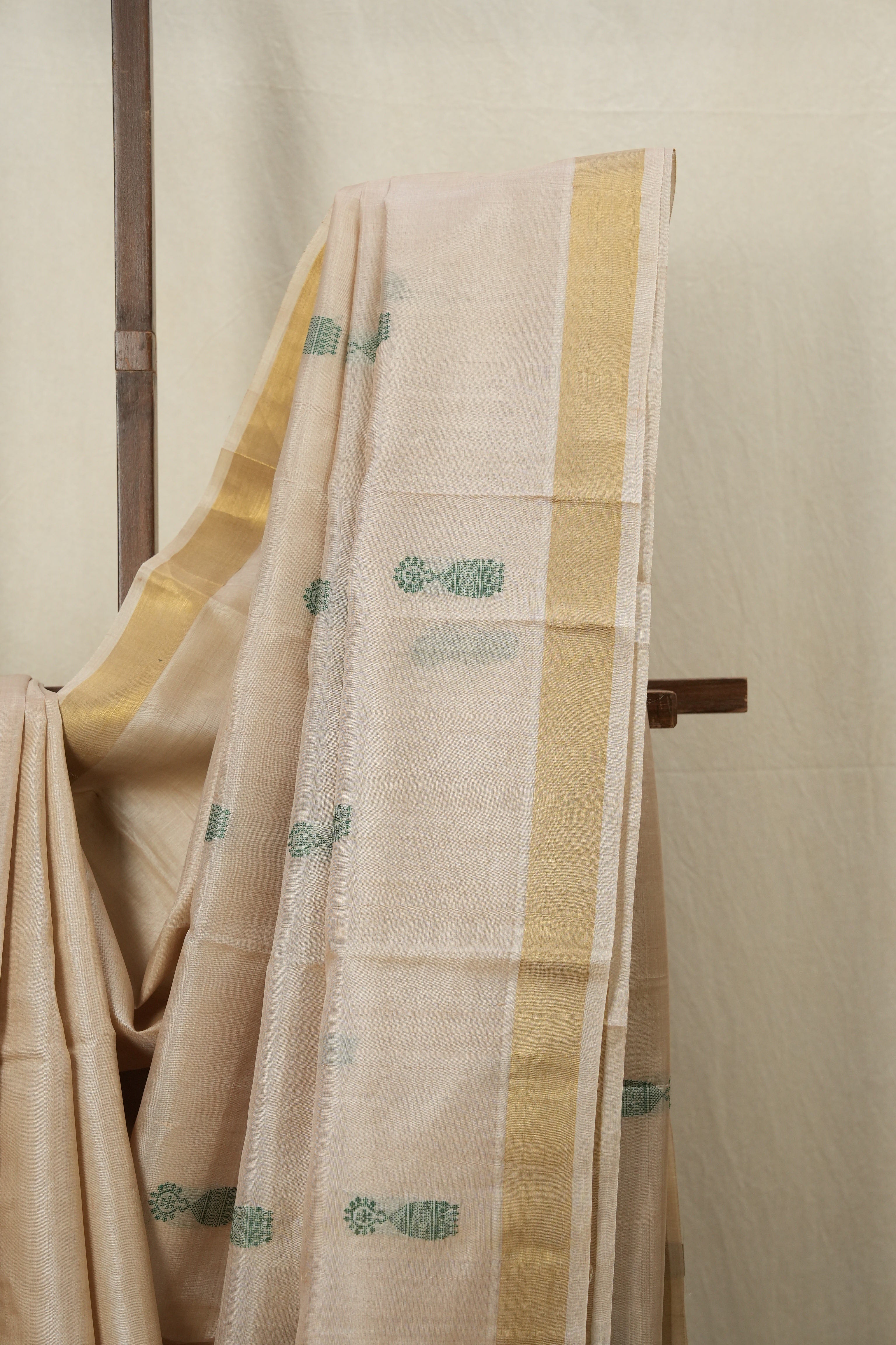 Beige Tussar Silk Saree - SRBTSS1537