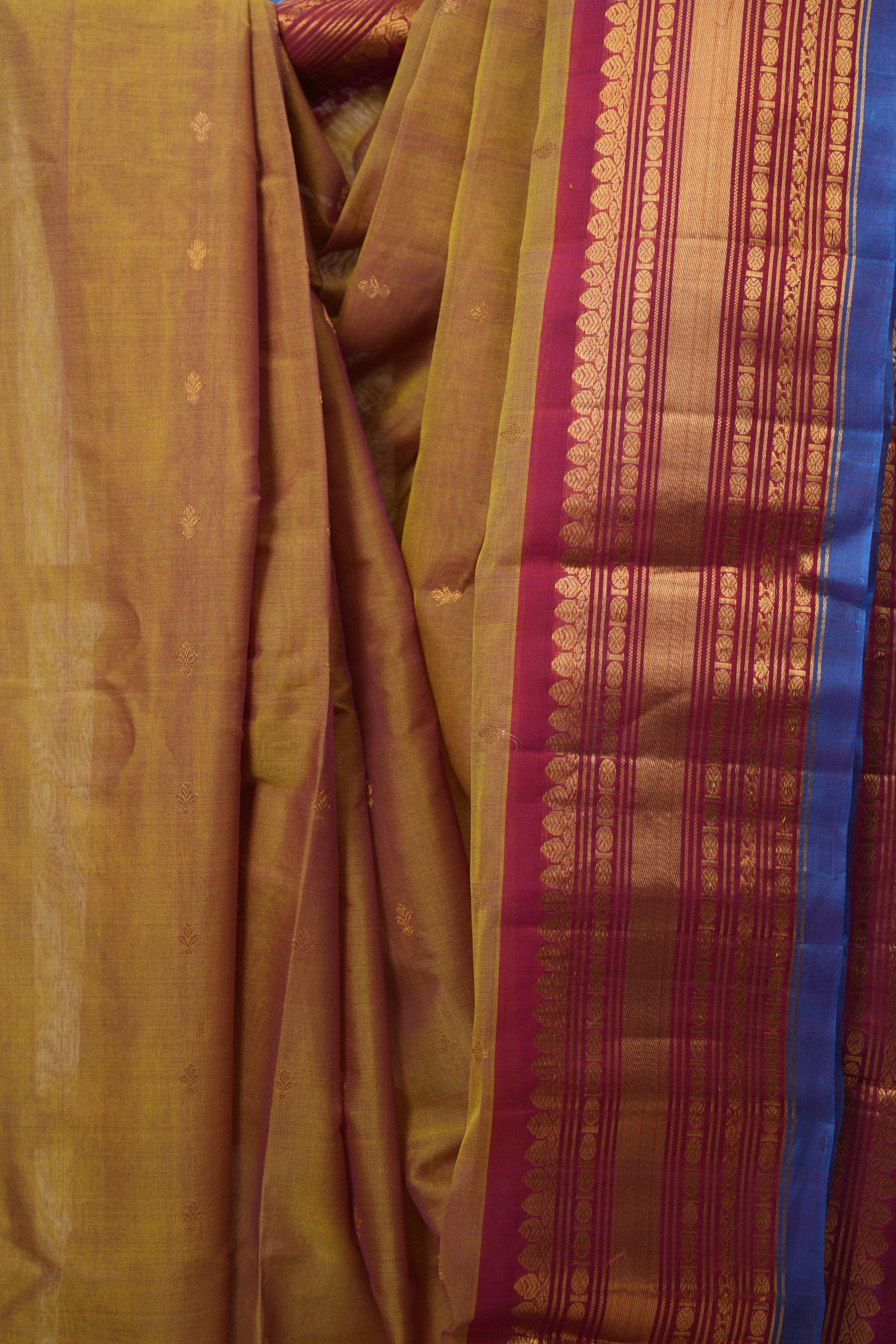 Two Tone Mustard Pink Gadwal Cotton Silk Saree (DEFECT) - SRTTMPGCSS119-PI