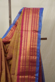 Two Tone Mustard Pink Gadwal Cotton Silk Saree (DEFECT) - SRTTMPGCSS119-PI