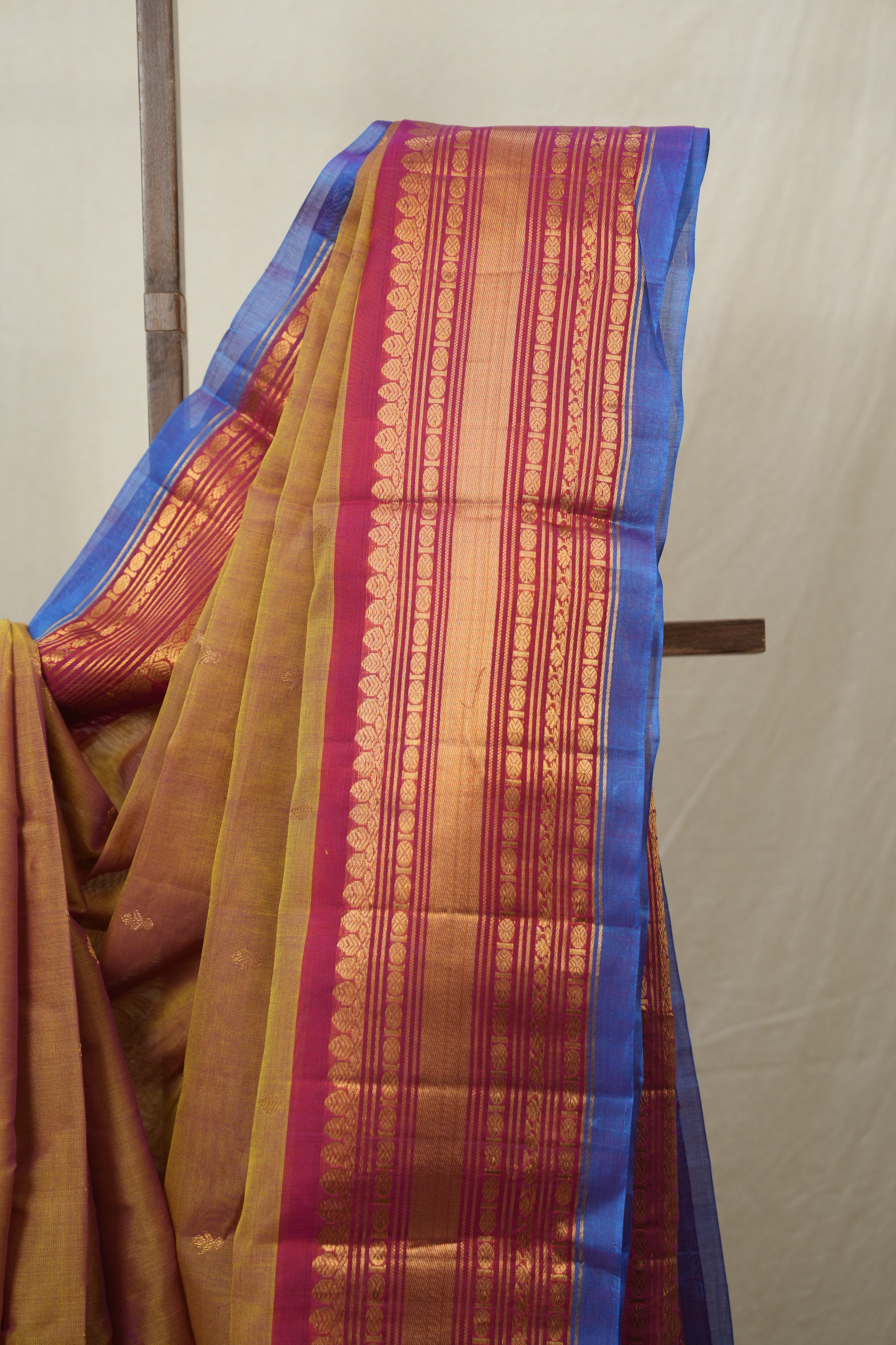 Two Tone Mustard Pink Gadwal Cotton Silk Saree (DEFECT) - SRTTMPGCSS119-PI