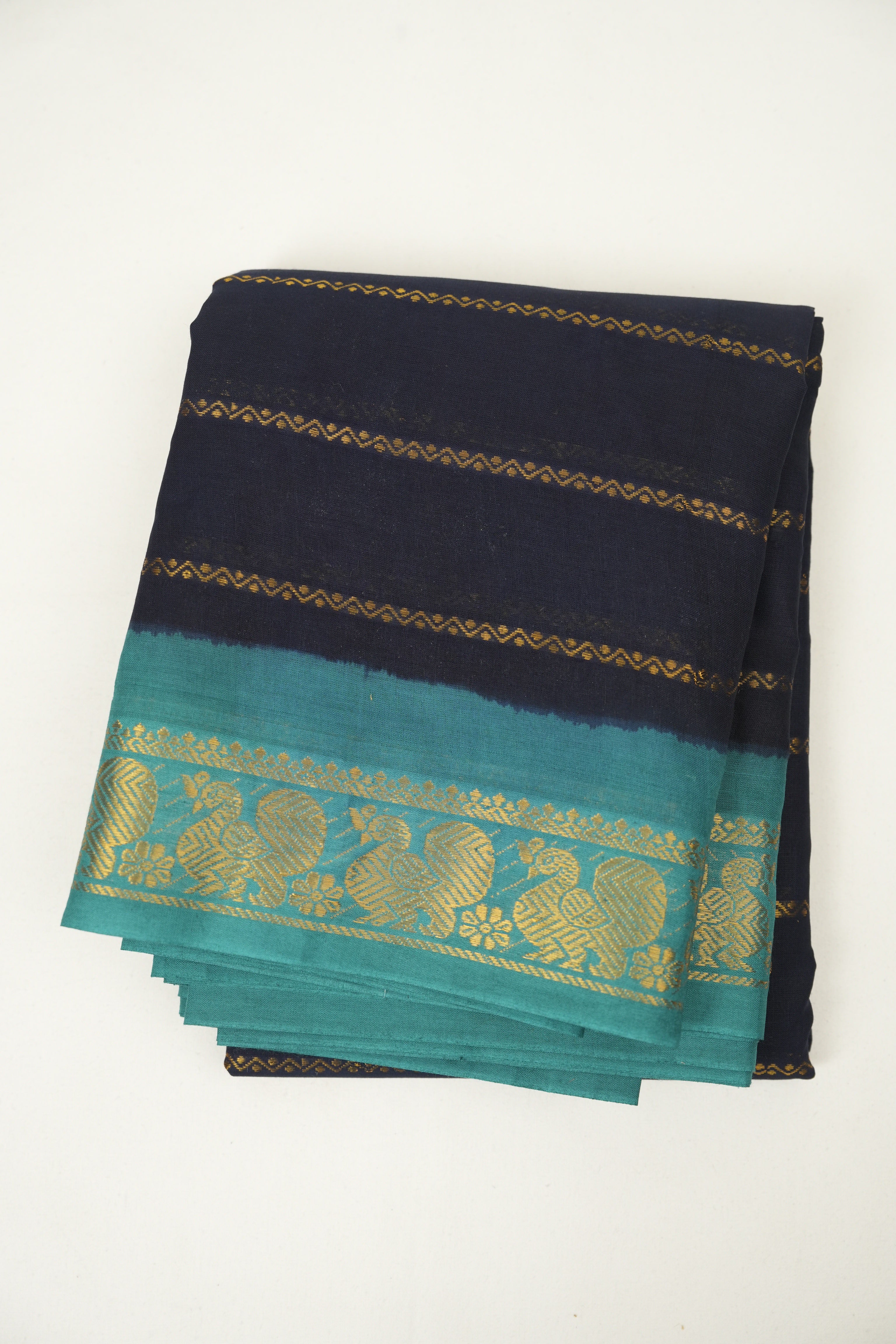 Navy Blue Sungudi Cotton Saree - SRNBSCS116