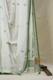 White Mul Bengal Cotton Jamdani Saree - SRWMBCJS211