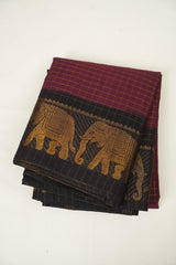 Wine Sungudi Cotton Saree - SRWSCS122