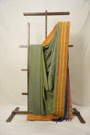 Olive Green Cotton Ilkal Saree  - SROGCIS676