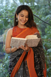 Gray Pochampalli Cotton Ikat Saree - SRGPCIS702